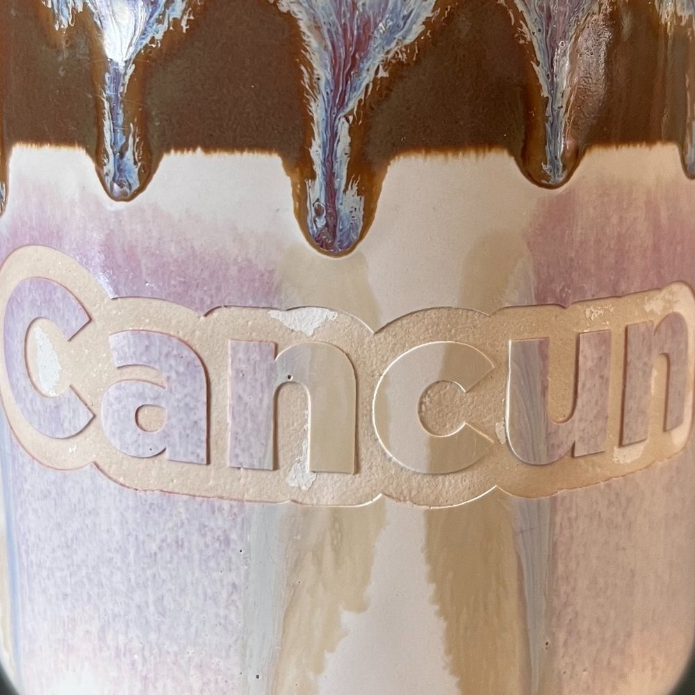 Cancun Mexico Souvenir Mug with Iridescent Drip Glaze - Picture 2 of 9